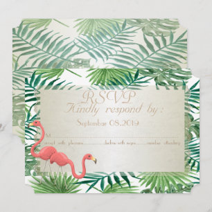 Folhas de Palmeira Tropicais,Flamingos Cartão de