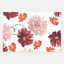Folhas de papel botânico Vintage Dahlias