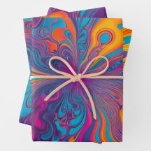 Folhas de Papel Coloridas Psychedelia Art Wrapping
