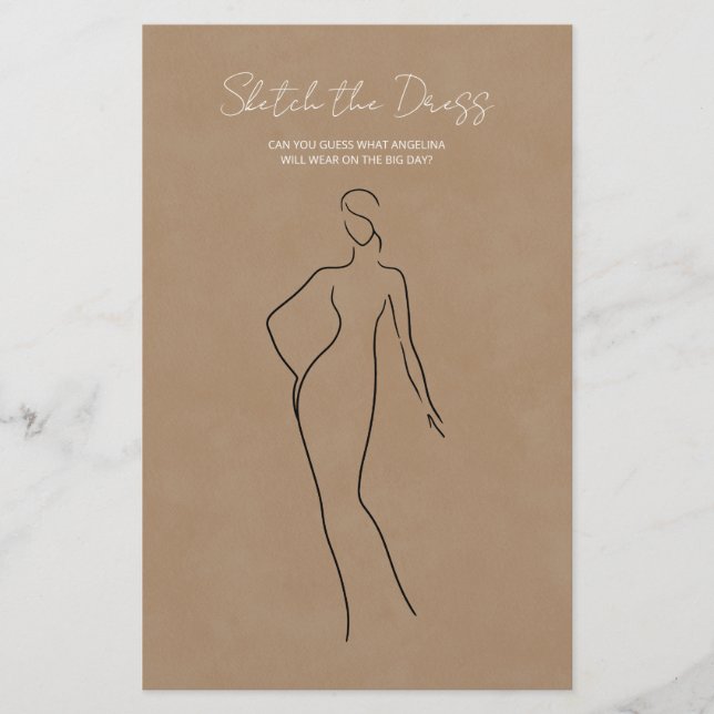 Folhas de Papel com o jogo "desenhar o vestido". (Frente)