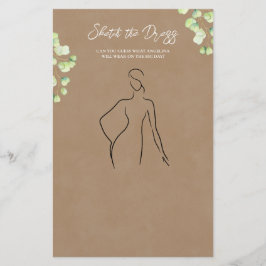 Folhas de Papel com o jogo "desenhar o vestido".