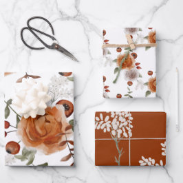 Folhas de Papel de Embrulho Floral de Outono 