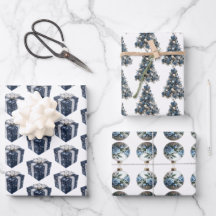 Folhas de Papel de Moldagem de Natal Azul e Branco