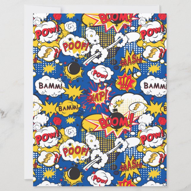 Folhas de papel de padrão em banda desenhada (Frente)