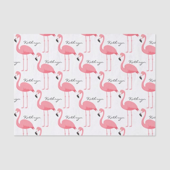 Folhas de Papel de Tecido Flamingos Personalizadas (Frente )