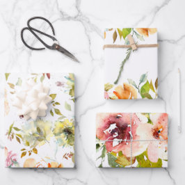 Folhas de Papel Floral de Mola de Aquarela de Verã