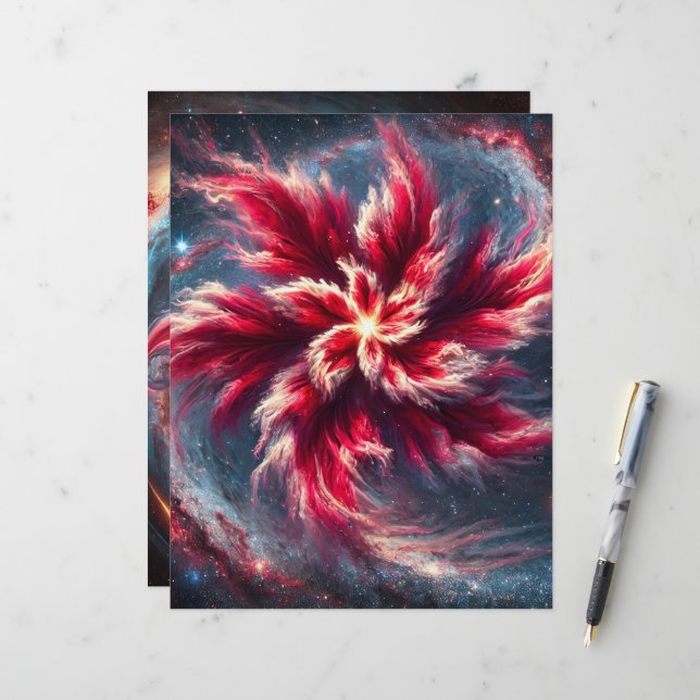 Folhas de Papel Scrapbook Floral Galaxy Poinsettia (Frente/Verso In Situ)