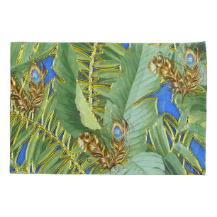 Folhas de Peacock ouro no Azul Ceruliano