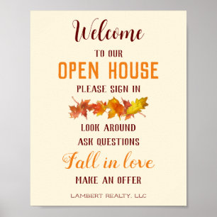 Folhas de Poster de Queda de Imobiliário Open Hous