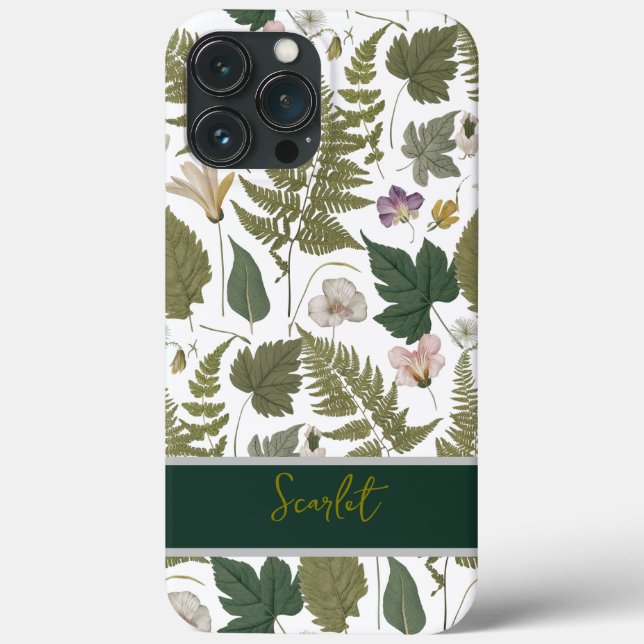 Folhas de primavera e flores elegantes e modernas (Verso)