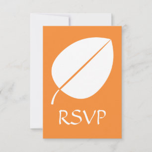 Folhas de queda na placa RSVP laranja