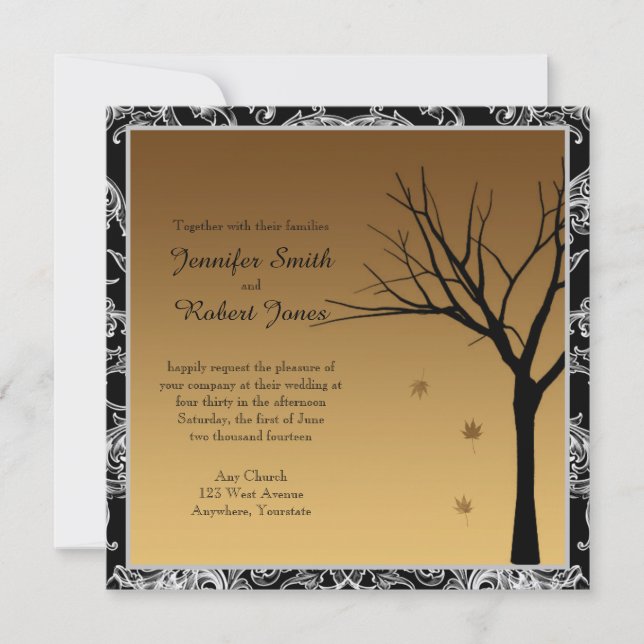 Folhas de queda no convite do casamento tema (Frente)