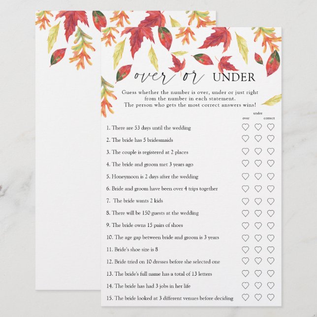 Folhas de queda - Sobre ou sob jogo de chá de pane (Frente/Verso)