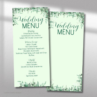 Folhas de Sage Greenery Menu Plano de Casamento