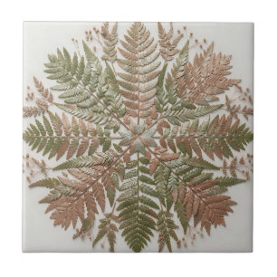 Folhas de samambaia verde cobre prensado botânico
