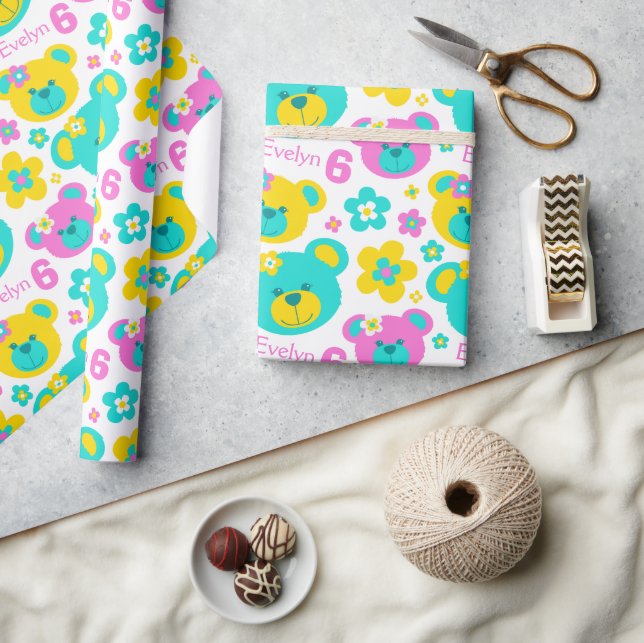 Folhas de ursinho de 6 de presente papel de presen (Artesanato)