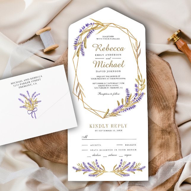 Folhas Douradas e Casamento Floral de Lavanda (Criador carregado)