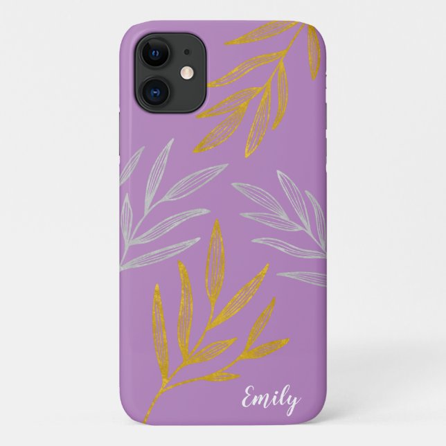 Folhas Douradas e Prateadas Capas de telefone Pers (Verso)