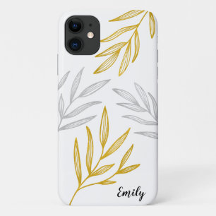 Folhas Douradas e Prateadas Capas de telefone Pers
