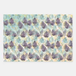 Folhas Douradas Roxas Tropicais