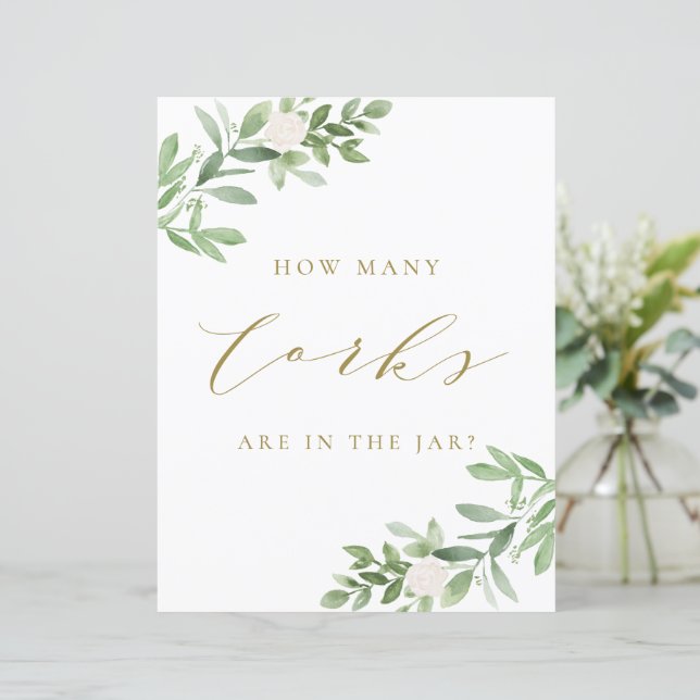 Folhas e Flores Brancas Quantas Rolhas Sinal (Em pé/Frente)