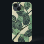 Folhas e ramificações no plano de fundo da Cream<br><div class="desc">Folhas verdes vibrantes e ramos descansam sobre um fundo creme nesta impressão por Jennifer Goldberger. À medida que a estação muda as cores dessas folhas,  elas ficam as mesmas,  trazendo uma certa consistência à sua vida.</div>