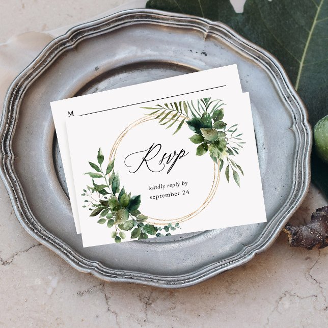 Folhas & Eucalipto Dourado com Refeição RSVP (Criador carregado)