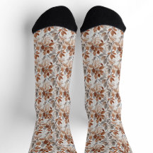 Folhas Florais Cinza Marrom Botânico Neutro Folhas