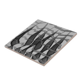 Folhas Florais De Abstrato Preta E Cinza