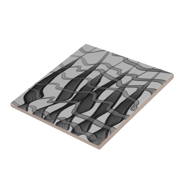 Folhas Florais De Abstrato Preta E Cinza (Lateral)