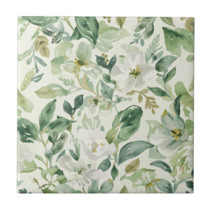 Folhas Florais de Aquarela Verde Botânica Natureza