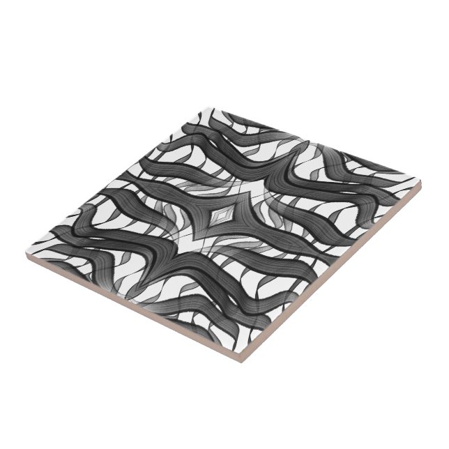 Folhas Florais Emplumadas Abstratas Pretas e Cinza (Lateral)