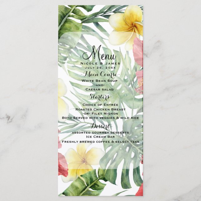 Folhas & Flores Botânicas Tropicais Menu Floral (Frente)