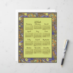 Folhas Ondulantes Borda 2026 Calendário Folha de P