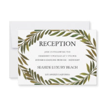 Folhas pintadas à mão Cartão de recepção