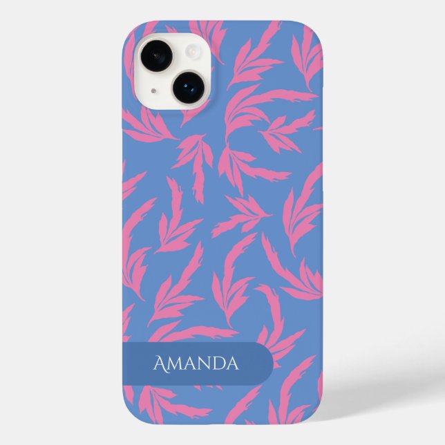 Folhas rosa, azul e branco  Case-Mat (Verso)