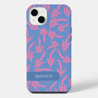 Folhas rosa, azul e branco Case-Mat
