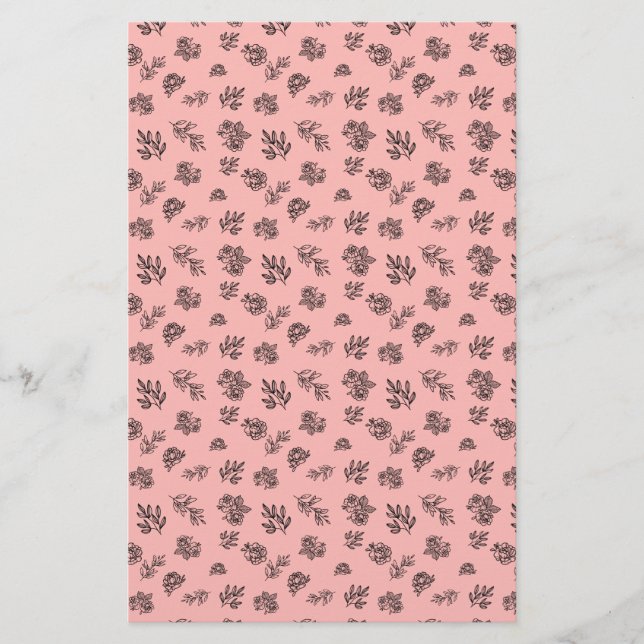 Folhas + Rosas desenhados à mão em qualquer molho  (Frente)