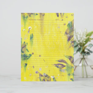 Folhas Roxas e Azuis sobre Amarelo, Papel Timbrado