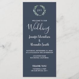 Folhas russas no programa de casamento azul-marinh