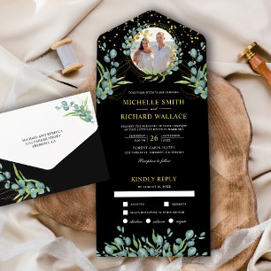 Folhas Rústicas de Eucalipto Foto Casamento Preto