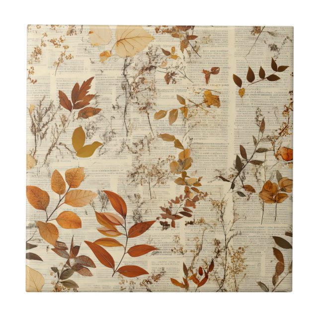 Folhas Rústicas Marrom Dourado - Textura Outonal V (Frente)