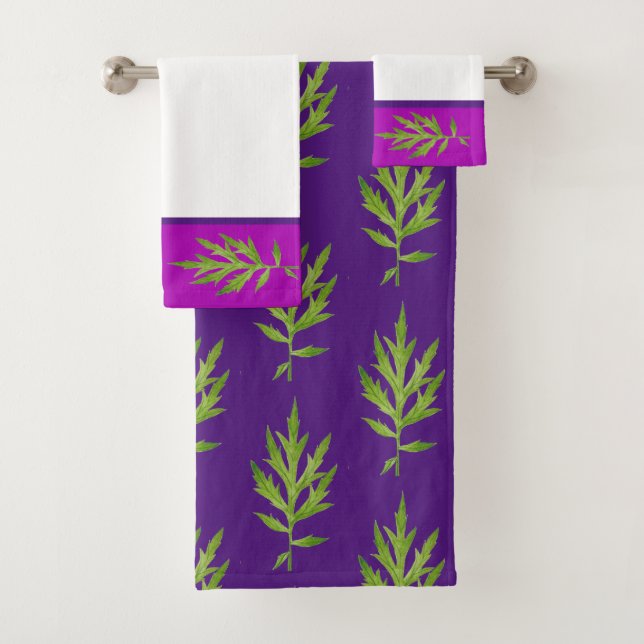 Folhas selvagens num conjunto de toalhas de banho (Insitu)