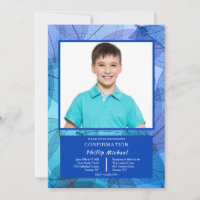 Folhas Transparentes Convite de Foto Azul