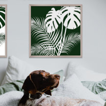 Folhas Tropicais 1 Branco na Impressão de Arte Ver