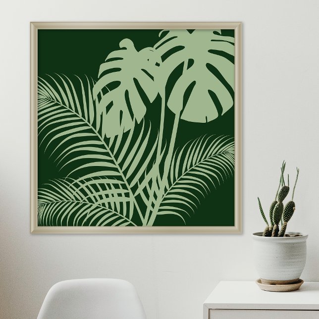 Folhas Tropicais 1 Impressão de Arte Moderna Verde (Criador carregado)