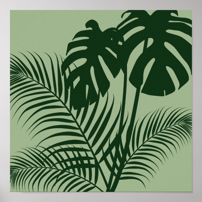 Folhas Tropicais 1 Impressão de Arte Moderna Verde (Frente)