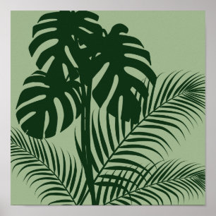 Folhas Tropicais 2 Impressão de Arte Moderna Verde