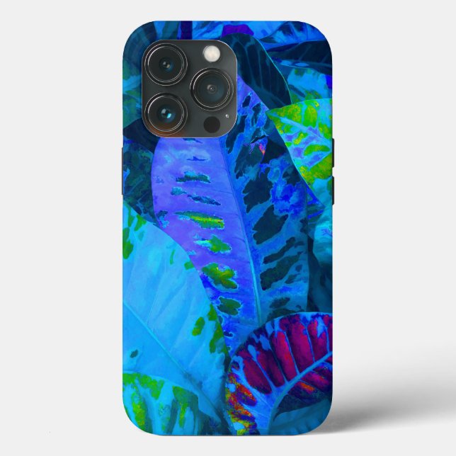 Folhas tropicais azuis. Capas de iphone de gabinet (Verso)