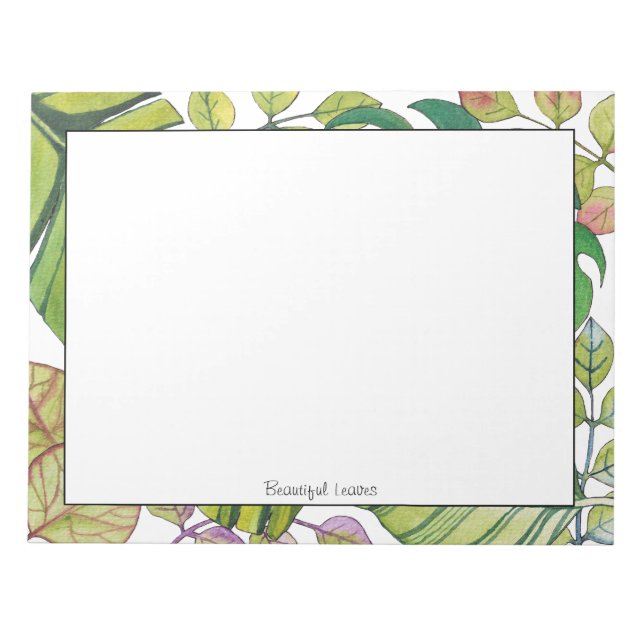 Folhas Tropicais Bonitas No Bloco De Notas De Aqua (Frente)